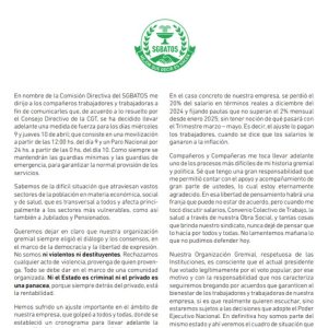 Lee más sobre el artículo Comunicado – Medida de fuerza 9 y 10 de abril