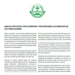 Lee más sobre el artículo Comunicado – Agradecimiento por estar y defender los derechos