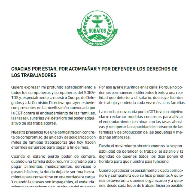 Comunicado – Agradecimiento por estar y defender los derechos